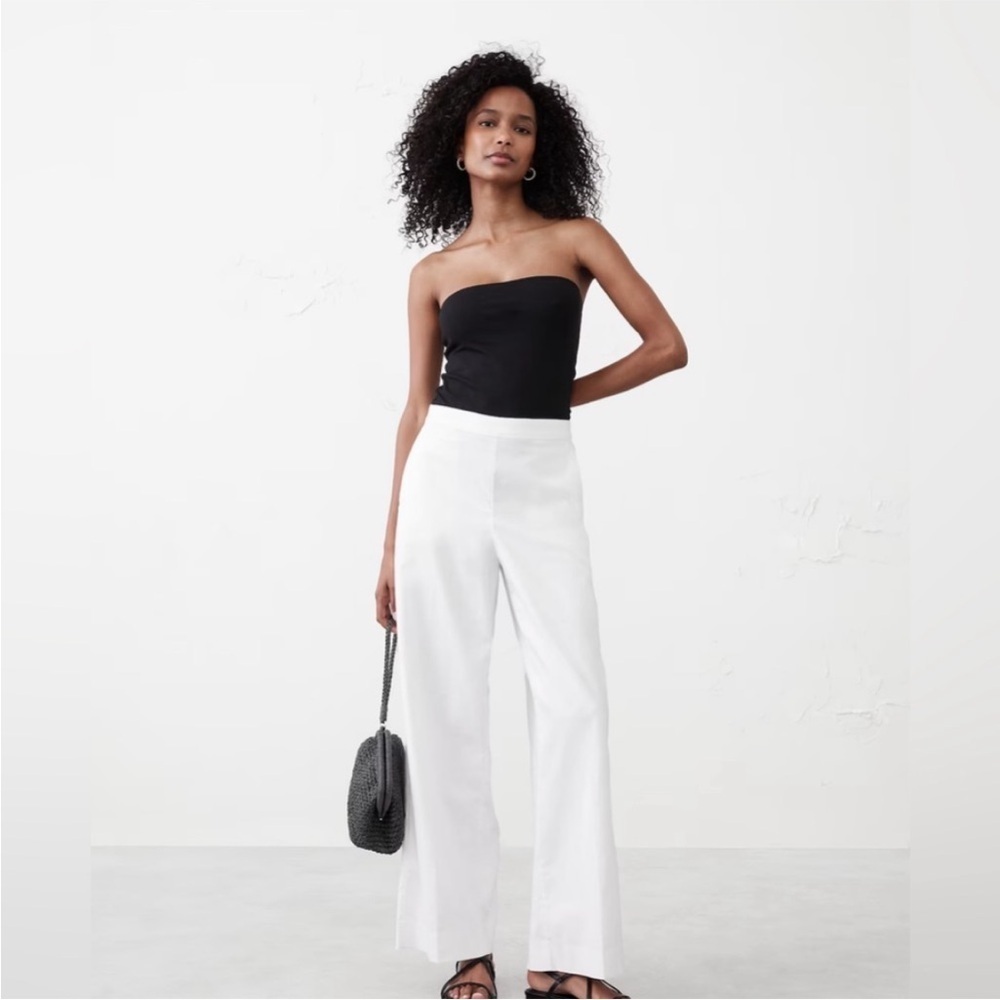 NWT! Banana Republic White Hayden Wide Leg Linen Blend Pull On Pant 🪨